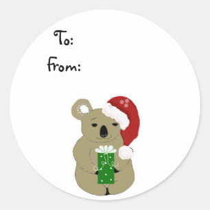 Pegatina Redonda Navidades Koala Bear
