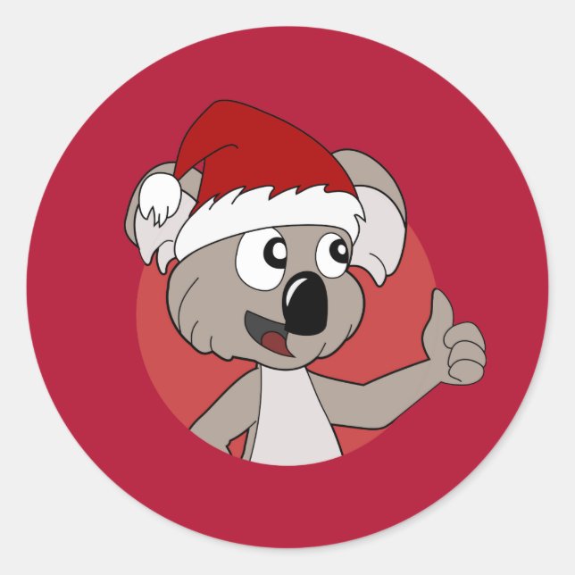 Pegatina Redonda Navidades koala personalizado (Anverso)