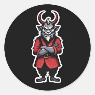 Pegatina Redonda Navidades Krampus Brazos Cruzados