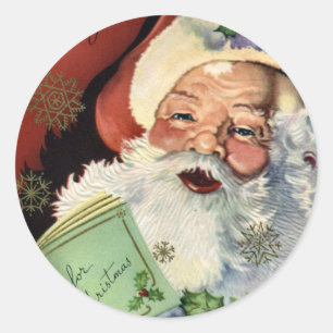 Pegatina Redonda Navidades KRW Vintage de Santa Claus