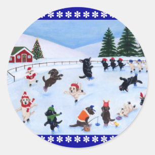 Pegatina Redonda Navidades Labrador Fun Painting