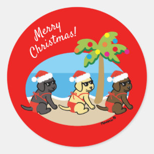Pegatina Redonda Navidades Labrador recuperan Chicas de bikini
