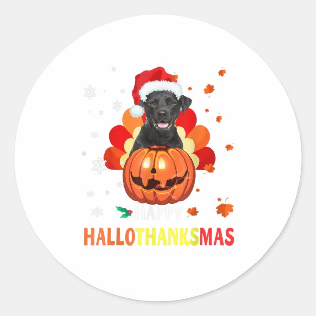 Pegatina Redonda navidades labradores de Halloween (Anverso)