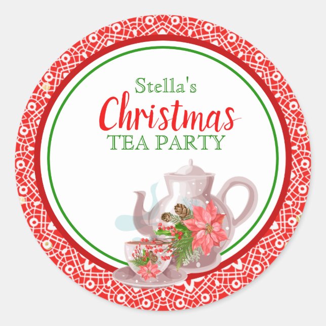 Pegatina Redonda Navidades Lace Tea Fiestas Pegatinas (Anverso)