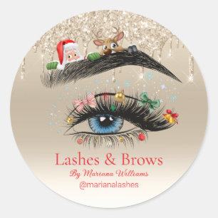 Pegatina Redonda navidades latigazos y cejas vacaciones de belleza