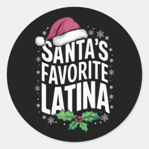 Pegatina Redonda Navidades latinas favoritas de Santa Elena celebra