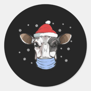 Pegatina Redonda Navidades lecheros de vaca Santa Face Mask