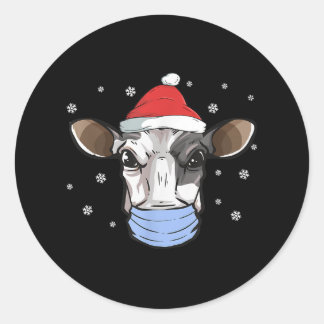Pegatina Redonda Navidades lecheros de vaca Santa Face Mask