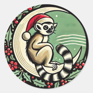 Pegatina Redonda Navidades Lemur