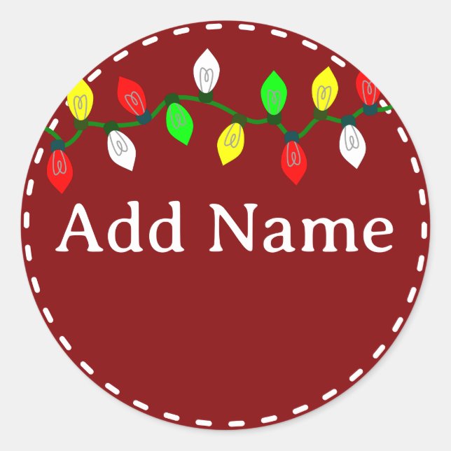 Pegatina Redonda Navidades Light Custom Name (Anverso)