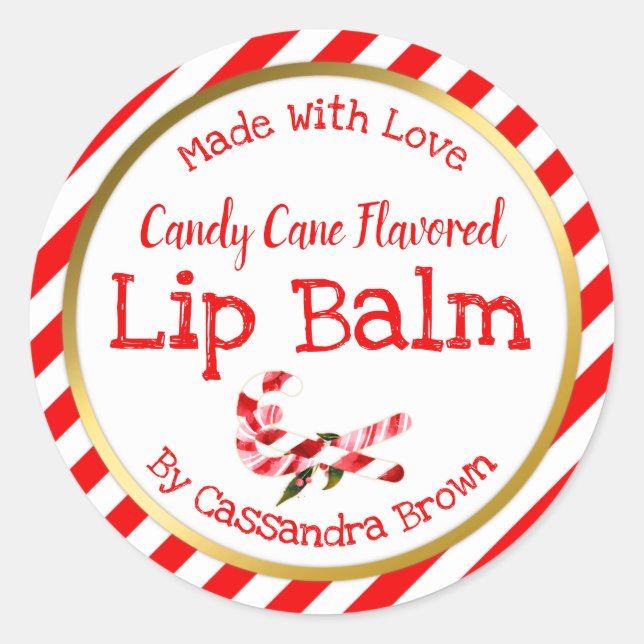 Pegatina Redonda Navidades Lip Balm Personalizable hecho a mano DIY (Anverso)