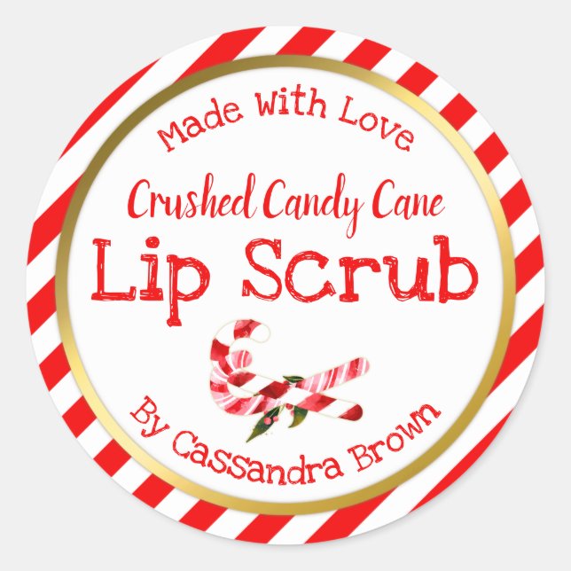 Pegatina Redonda Navidades Lip Scrub Personalizable DIY hecho a man (Anverso)