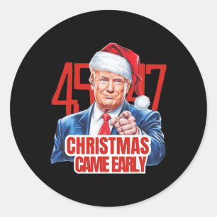 Pegatina Redonda Navidades llegaron temprano y gracioso Donald Trum
