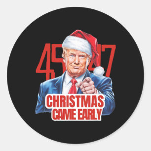 Pegatina Redonda Navidades llegaron temprano y gracioso Donald Trum