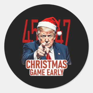 Pegatina Redonda Navidades llegaron temprano y gracioso Donald Trum