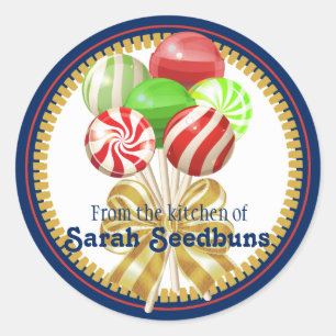 Pegatina Redonda Navidades lollipops dulces confecciones arco
