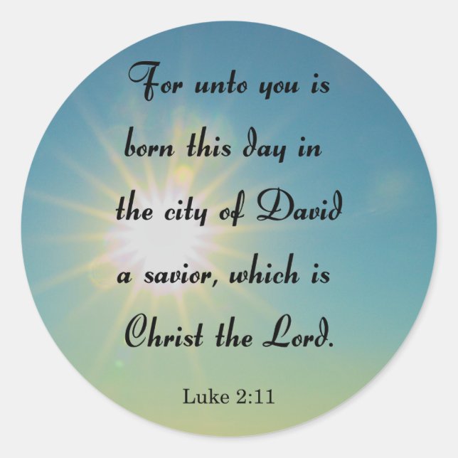 Pegatina Redonda Navidades, Lucas 2:11 (Anverso)