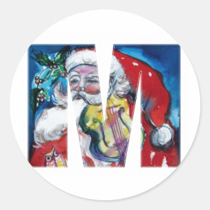 PEGATINA REDONDA NAVIDADES M CARTA / SANTA CON MONOGRAMA VIOLÍN