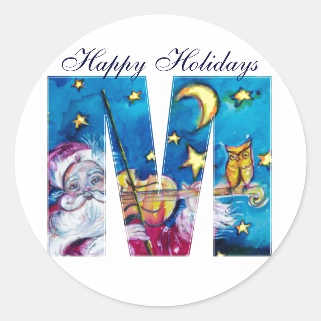 PEGATINA REDONDA NAVIDADES M LETTER / INSPIRADO SANTA MONOGRAM (Anverso)