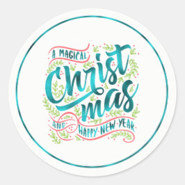 Pegatina Redonda Navidades mágicos tipografía redondeada ID441 Verd
