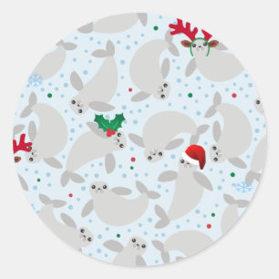Pegatina Redonda navidades manatee