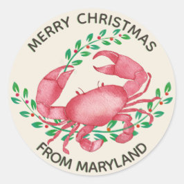 Pegatina Redonda Navidades más valientes del Cangrejo de Maryland