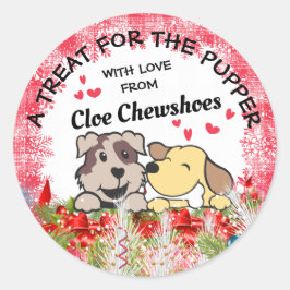 Pegatina Redonda Navidades mascota de comida perro trata de forma p