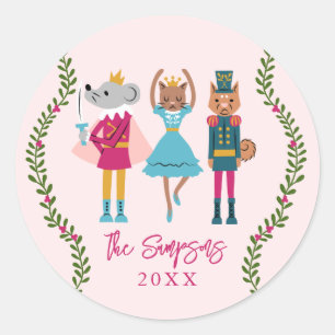 Pegatina Redonda Navidades Mascotas de Nutcracker
