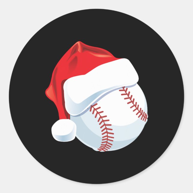 Pegatina Redonda Navidades masculinos de béisbol Santa Hat (Anverso)