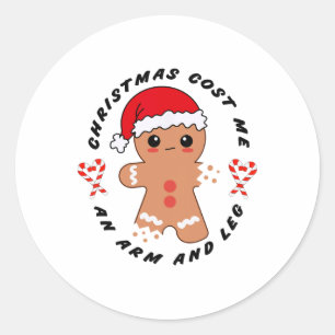 Pegatina Redonda Navidades Me Costaron Un Brazo Y Leg Funny Cookie 