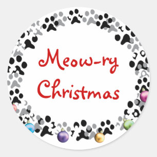 Pegatina Redonda Navidades Meow-ry
