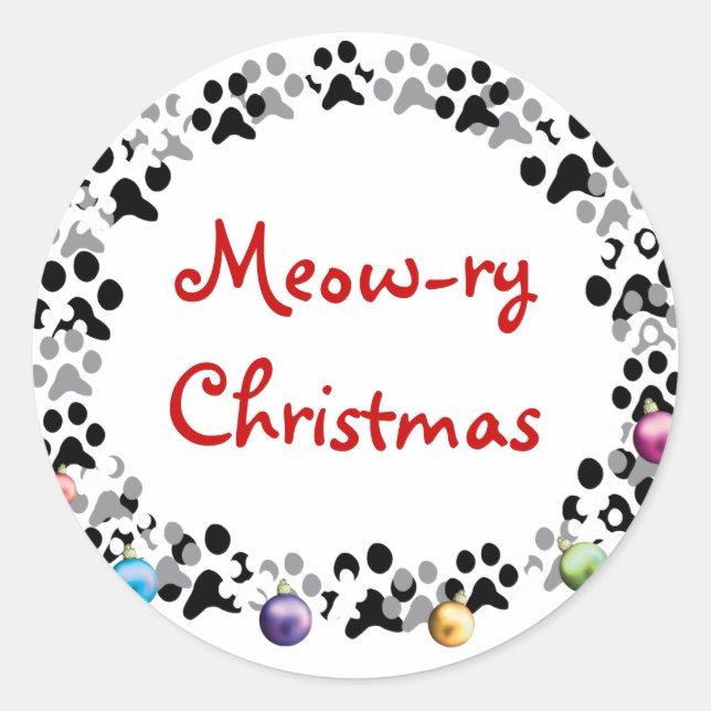Pegatina Redonda Navidades Meow-ry (Anverso)