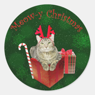 Pegatina Redonda Navidades Meow-y