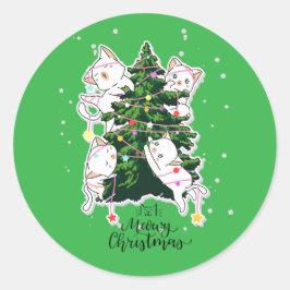 Pegatina Redonda Navidades Meowy