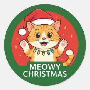 Pegatina Redonda Navidades Meowy