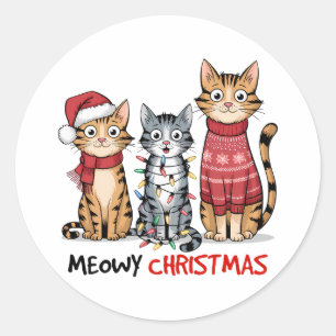 Pegatina Redonda Navidades Meowy de Cat Lover