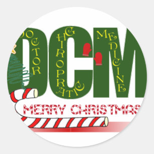 PEGATINA REDONDA NAVIDADES MERRY DCM - MEDICAMENTO CHIROPRACTICO MÉ