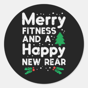 Pegatina Redonda Navidades Merry Fitness Feliz Navidad Trasera Work