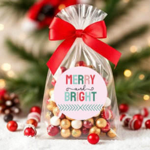 Pegatina Redonda Navidades merry y brillantes