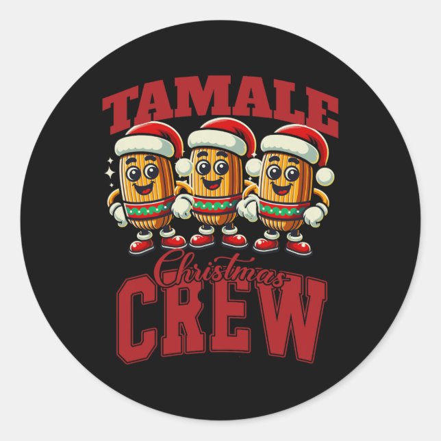 Pegatina Redonda Navidades mexicanos divertidos, Tamale Mamáes (Anverso)