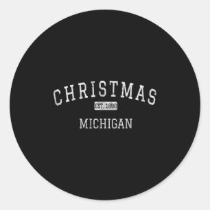 Pegatina Redonda Navidades Michigan Mi Vintage