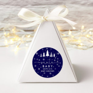 Pegatina Redonda Navidades minimalistas Baby Shower