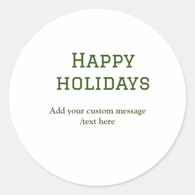 Pegatina Redonda Navidades mínimos de vacaciones felices verdes (Anverso)