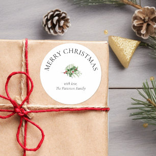 Pegatina Redonda Navidades mínimos Personalizado de nombre de famil