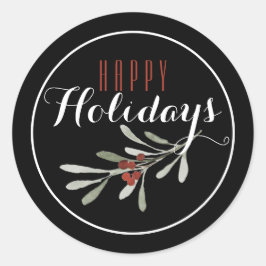 Pegatina Redonda Navidades Mistletoe Feliz feriado