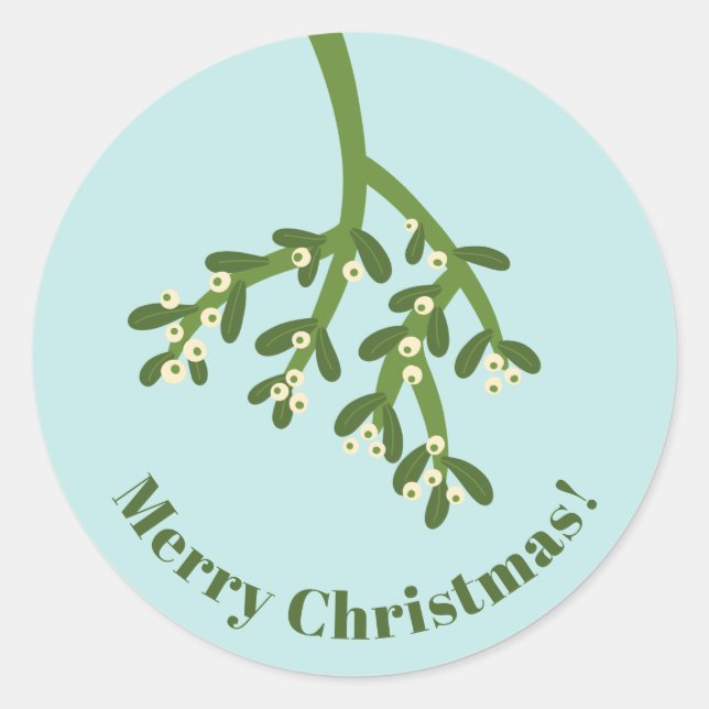 Pegatina Redonda Navidades Mistletoe Modernos Personalizados (Anverso)