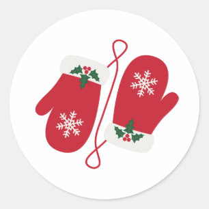 Pegatina Redonda Navidades Mittens