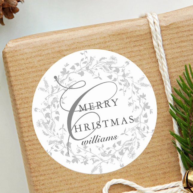 Pegatina Redonda Navidades modernos de la guirnalda Boho Wildflower (Subido por el creador)