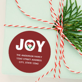 Pegatina Redonda Navidades modernos disfrutan con Santa y Holly Ber