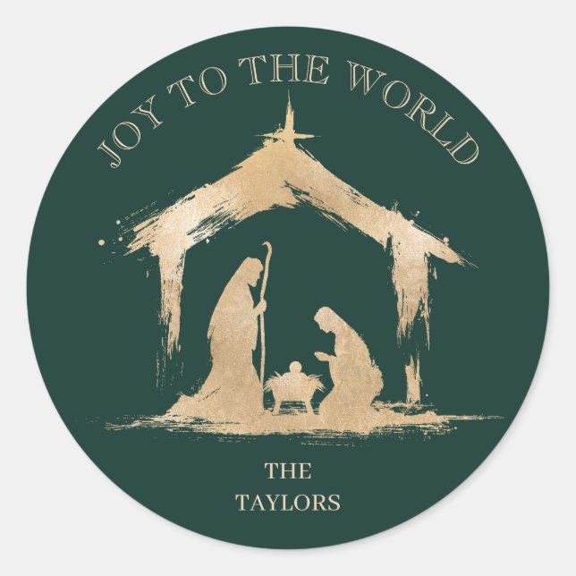 Pegatina Redonda Navidades modernos Natividad religiosa María y Jos (Anverso)